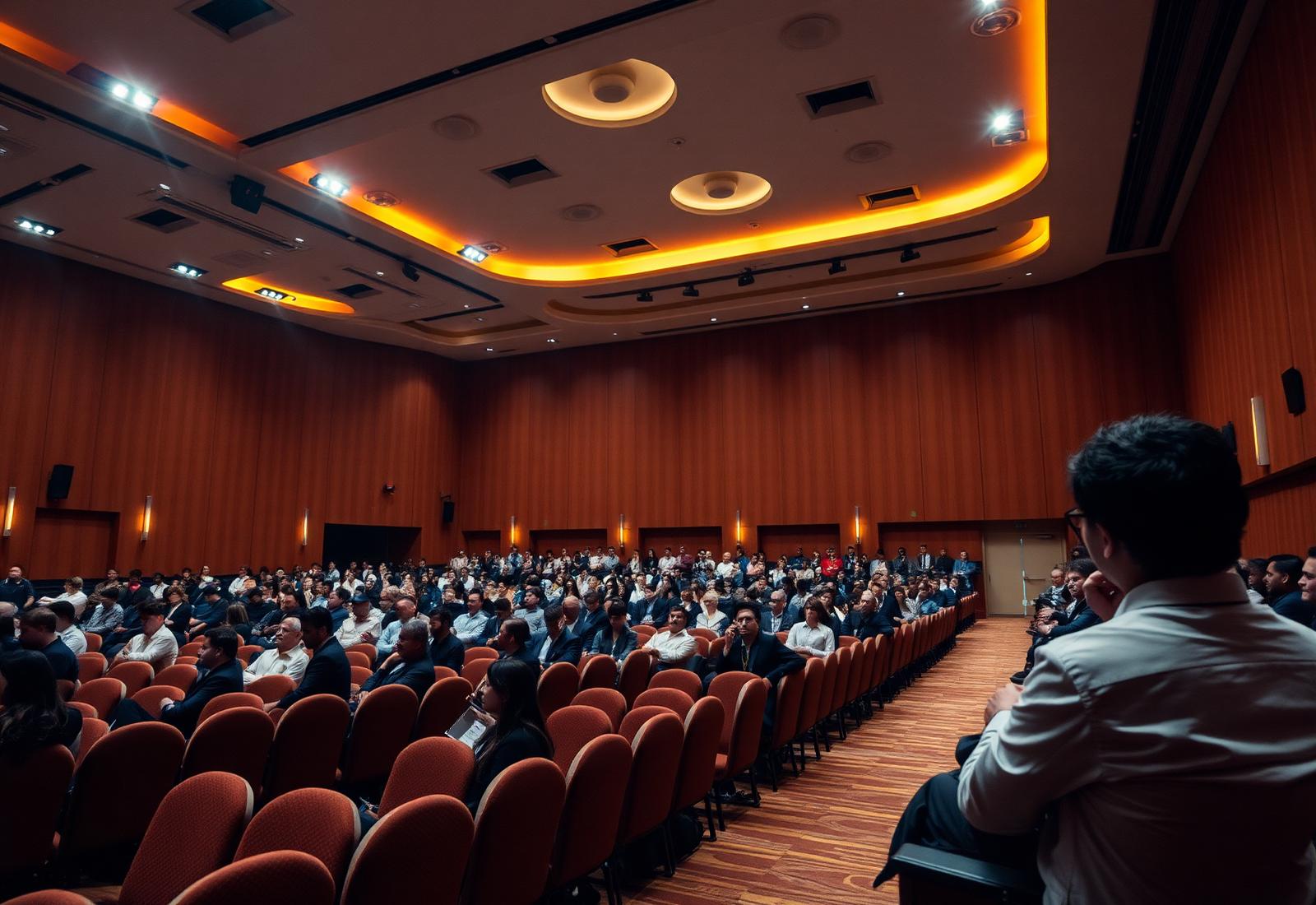 International conference hall in warm light